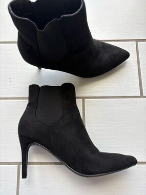 Classic Black Pointed-Toe Stiletto Ankle Boots